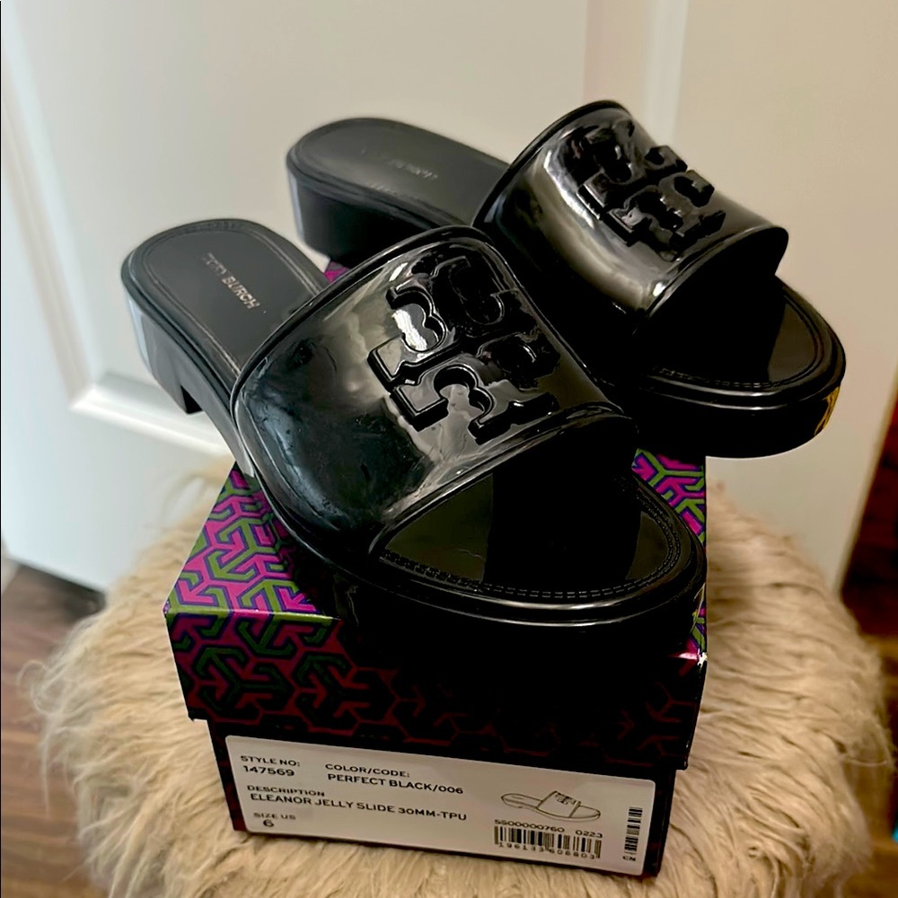 Tory Burch Black Leather Mules